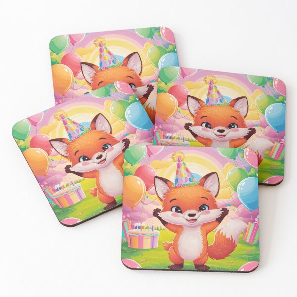 Item preview, Birthday Celebration. Birthday Fox. Adorable fox, birthday balloons, watercolor fox, fox drawing, floral fox designed and sold by FoxVibes.