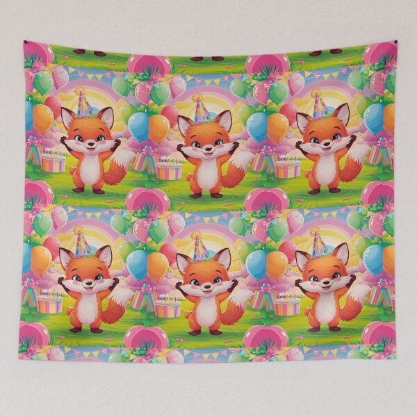 Item preview, Birthday Celebration. Birthday Fox. Adorable fox, birthday balloons, watercolor fox, fox drawing, floral fox designed and sold by FoxVibes.