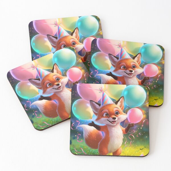 Item preview, Birthday Celebration. Birthday Fox. Adorable fox, birthday balloons, watercolor fox, fox drawing, floral fox designed and sold by FoxVibes.