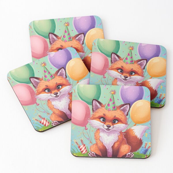 Item preview, Birthday Celebration. Birthday Fox. Adorable fox, birthday balloons, watercolor fox, fox drawing, floral fox designed and sold by FoxVibes.