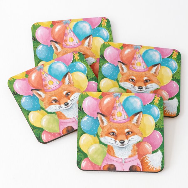 Item preview, Birthday Celebration. Birthday Fox. Adorable fox, birthday balloons, watercolor fox, fox drawing, floral fox designed and sold by FoxVibes.