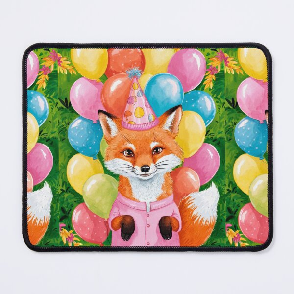 Item preview, Birthday Celebration. Birthday Fox. Adorable fox, birthday balloons, watercolor fox, fox drawing, floral fox designed and sold by FoxVibes.