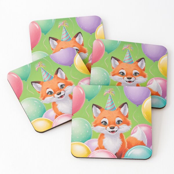 Item preview, Birthday Celebration. Birthday Fox. Adorable fox, birthday balloons, watercolor fox, fox drawing, floral fox designed and sold by FoxVibes.