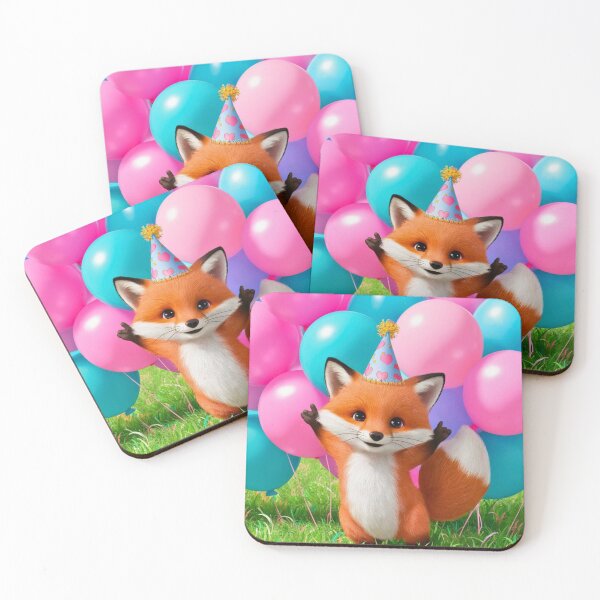 Item preview, Birthday Celebration. Birthday Fox. Adorable fox, birthday balloons, watercolor fox, fox drawing, floral fox designed and sold by FoxVibes.