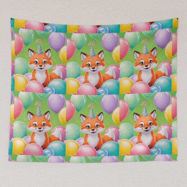 Item preview, Birthday Celebration. Birthday Fox. Adorable fox, birthday balloons, watercolor fox, fox drawing, floral fox designed and sold by FoxVibes.