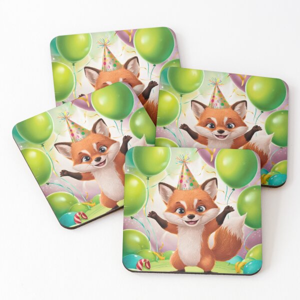 Item preview, Birthday Celebration. Birthday Fox. Adorable fox, birthday balloons, watercolor fox, fox drawing, floral fox designed and sold by FoxVibes.