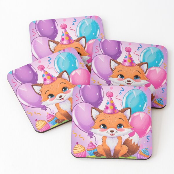 Item preview, Birthday Celebration. Birthday Fox. Adorable fox, birthday balloons, watercolor fox, fox drawing, floral fox designed and sold by FoxVibes.