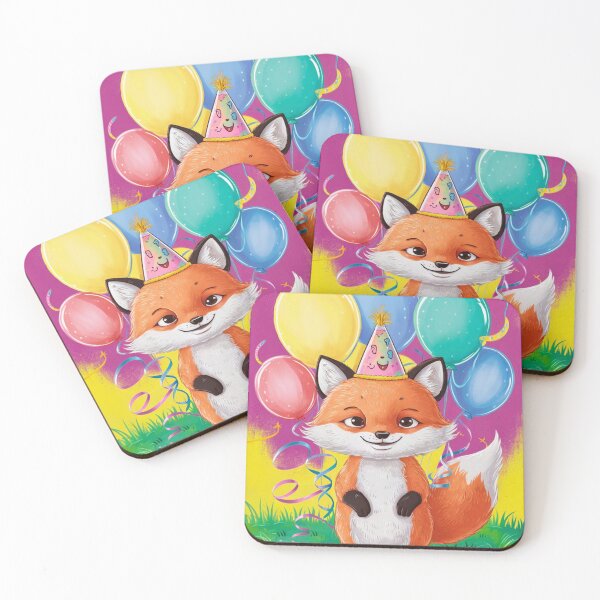 Item preview, Birthday Celebration. Birthday Fox. Adorable fox, birthday balloons, watercolor fox, fox drawing, floral fox designed and sold by FoxVibes.