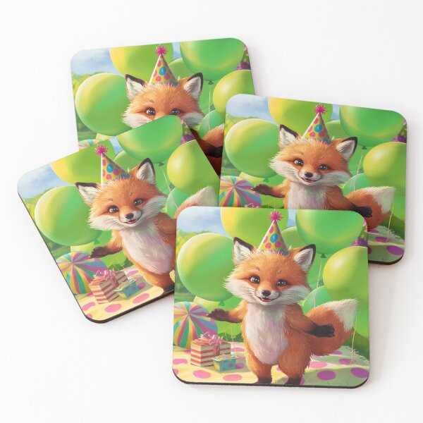 Item preview, Birthday Celebration. Birthday Fox. Adorable fox, birthday balloons, watercolor fox, fox drawing, floral fox designed and sold by FoxVibes.