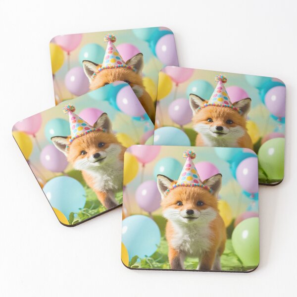 Item preview, Birthday Celebration. Birthday Fox. Adorable fox, birthday balloons, watercolor fox, fox drawing, floral fox designed and sold by FoxVibes.