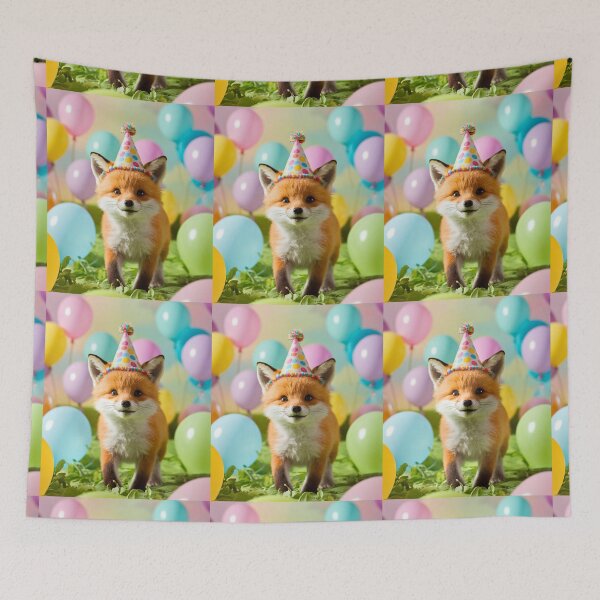 Item preview, Birthday Celebration. Birthday Fox. Adorable fox, birthday balloons, watercolor fox, fox drawing, floral fox designed and sold by FoxVibes.