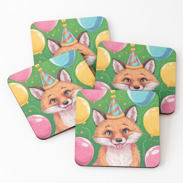 Item preview, Birthday Celebration. Birthday Fox. Adorable fox, birthday balloons, watercolor fox, fox drawing, floral fox designed and sold by FoxVibes.