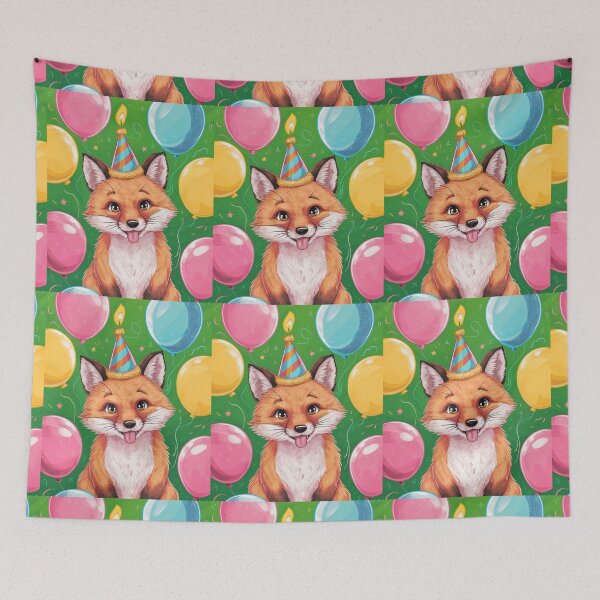 Item preview, Birthday Celebration. Birthday Fox. Adorable fox, birthday balloons, watercolor fox, fox drawing, floral fox designed and sold by FoxVibes.
