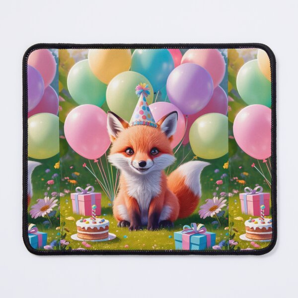 Item preview, Birthday Celebration. Birthday Fox. Adorable fox, birthday balloons, watercolor fox, fox drawing, floral fox designed and sold by FoxVibes.