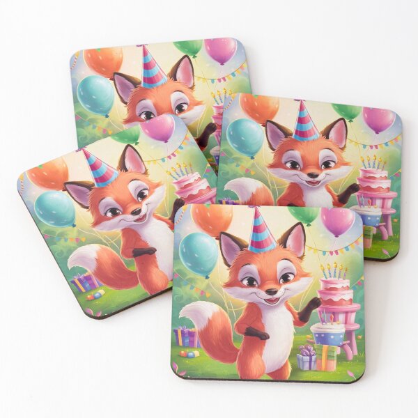 Item preview, Birthday Celebration. Birthday Fox. Adorable fox, birthday balloons, watercolor fox, fox drawing, floral fox designed and sold by FoxVibes.