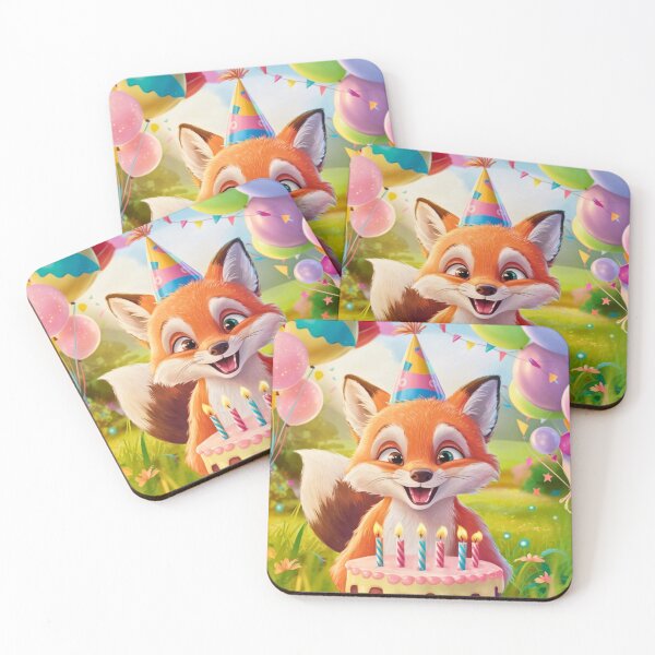 Item preview, Birthday Celebration. Birthday Fox. Adorable fox, birthday balloons, watercolor fox, fox drawing, floral fox designed and sold by FoxVibes.