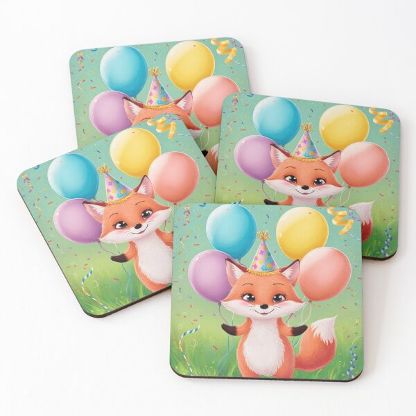 Item preview, Birthday Celebration. Birthday Fox. Adorable fox, birthday balloons, watercolor fox, fox drawing, floral fox designed and sold by FoxVibes.
