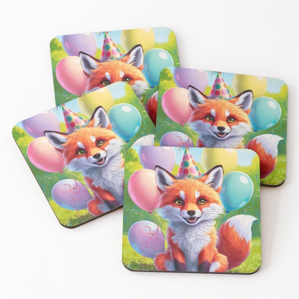 Item preview, Birthday Celebration. Birthday Fox. Adorable fox, birthday balloons, watercolor fox, fox drawing, floral fox designed and sold by FoxVibes.