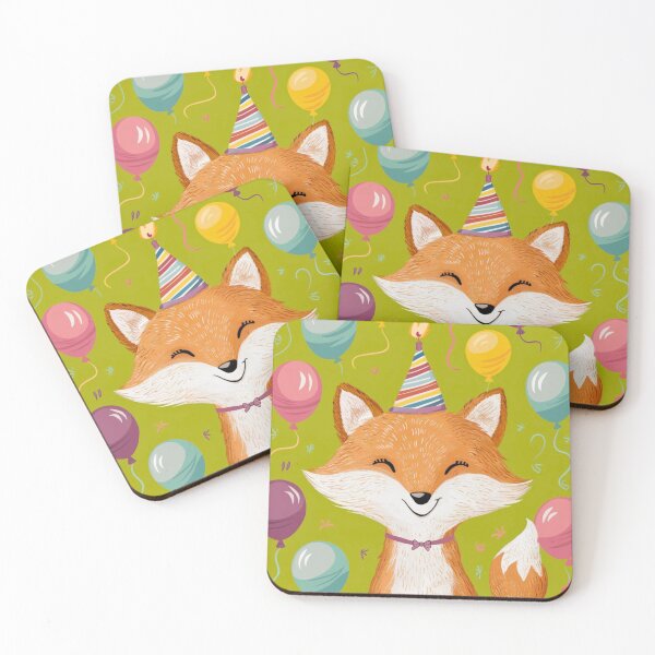 Item preview, Birthday Celebration. Birthday Fox. Adorable fox, birthday balloons, watercolor fox, fox drawing, floral fox designed and sold by FoxVibes.