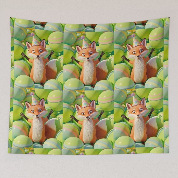 Item preview, Birthday Celebration. Birthday Fox. Adorable fox, birthday balloons, watercolor fox, fox drawing, floral fox designed and sold by FoxVibes.