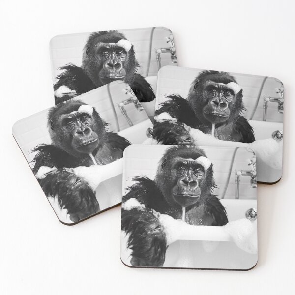 Item preview, Gorilla Taking a Bath, Funny Vintage Animal Photo designed and sold by CheekyAnimalz.