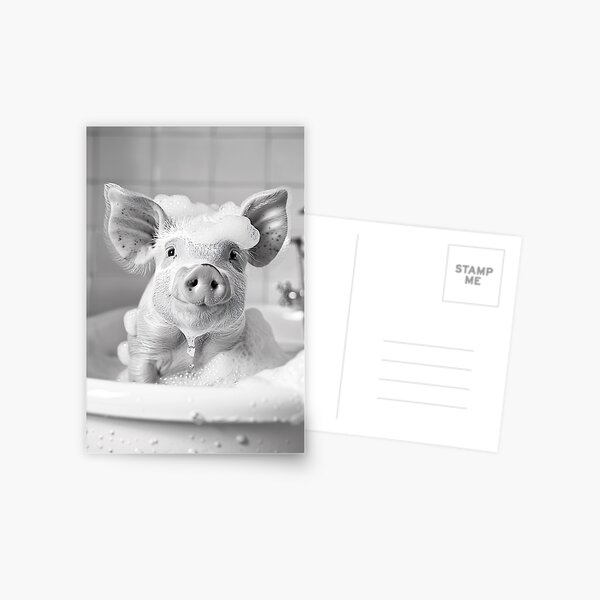 Item preview, Pig Taking a Bath, Funny Vintage Animal Photo designed and sold by CheekyAnimalz.