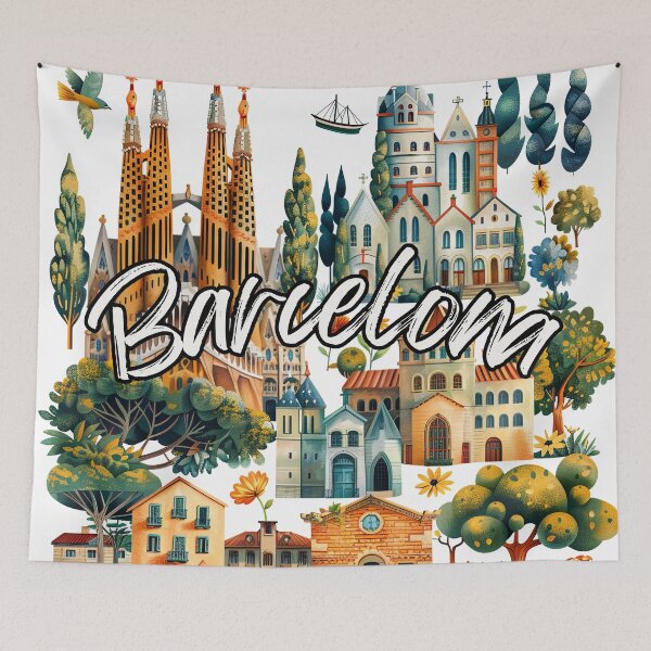 Item preview, Barcelona city collage style designed and sold by Micapox.