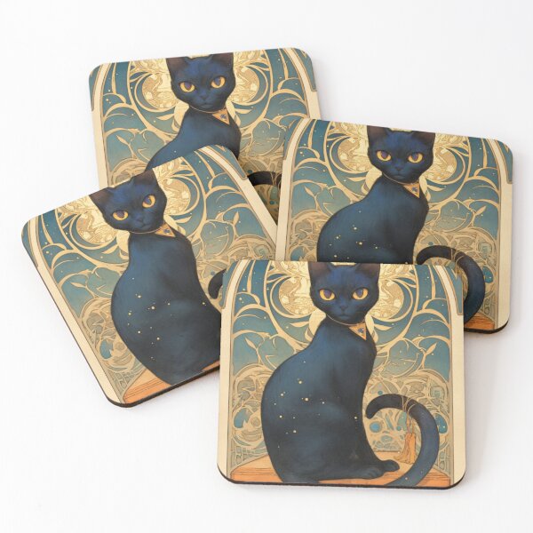 Item preview, Art nouveau Black cat designed and sold by MendaciousMina.