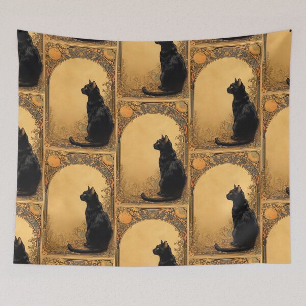 Item preview, Art nouveau Black cat designed and sold by MendaciousMina.