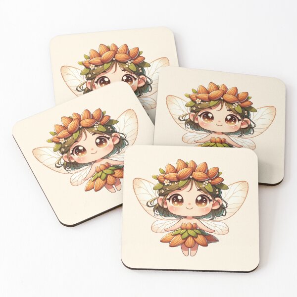 Item preview, Cute Almond Fairy with Wings and Flowers Kawaii Chibi Anime Manga designed and sold by Annika Shurafa.