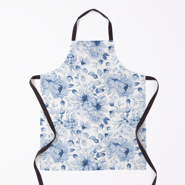 Item preview, Blue and White Peonies and Blossoms Watercolor Floral Design designed and sold by coshe.