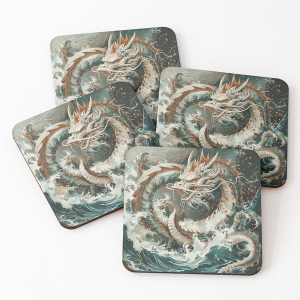 Item preview, Majestic Dragon Emerges From Turbulent Waves Under Night Sky designed and sold by dragonwolfpack.