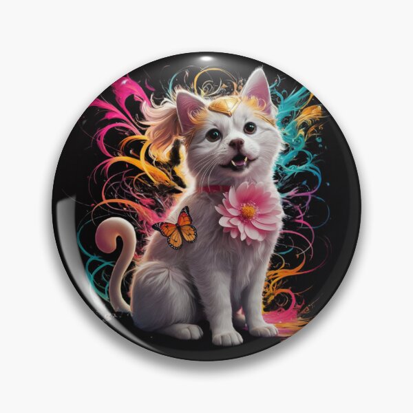 Item preview, A beautiful little kitten with a butterfly and a flower. designed and sold by ART-SUNRISE.