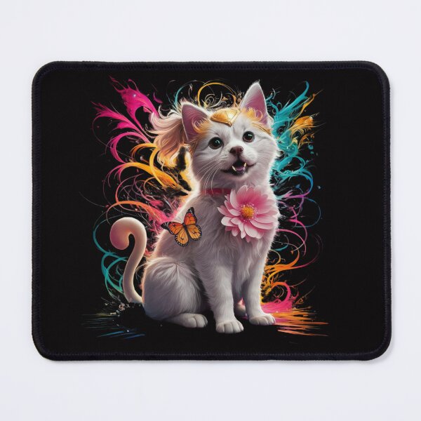 Item preview, A beautiful little kitten with a butterfly and a flower. designed and sold by ART-SUNRISE.