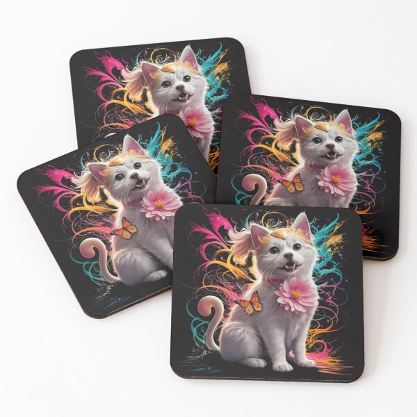 Item preview, A beautiful little kitten with a butterfly and a flower. designed and sold by ART-SUNRISE.
