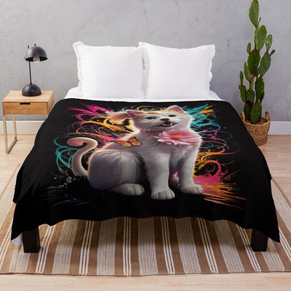 Item preview, A beautiful little kitten with a butterfly and a flower. designed and sold by ART-SUNRISE.