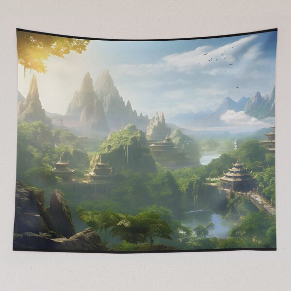 Item preview, Majestic Heights: Ancient Temple in the Mountains designed and sold by GreenInkXpress.
