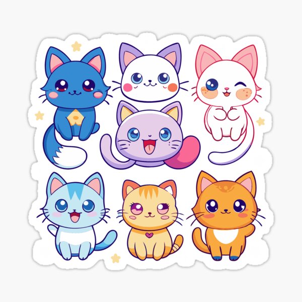 Item preview, cute anime cat stickers designed and sold by PracticalMarket.
