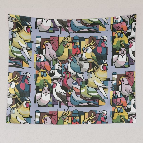 Item preview, Funny Cool Artsy Cockatiel Birds Print Abstract Art designed and sold by Nature's Fancy.