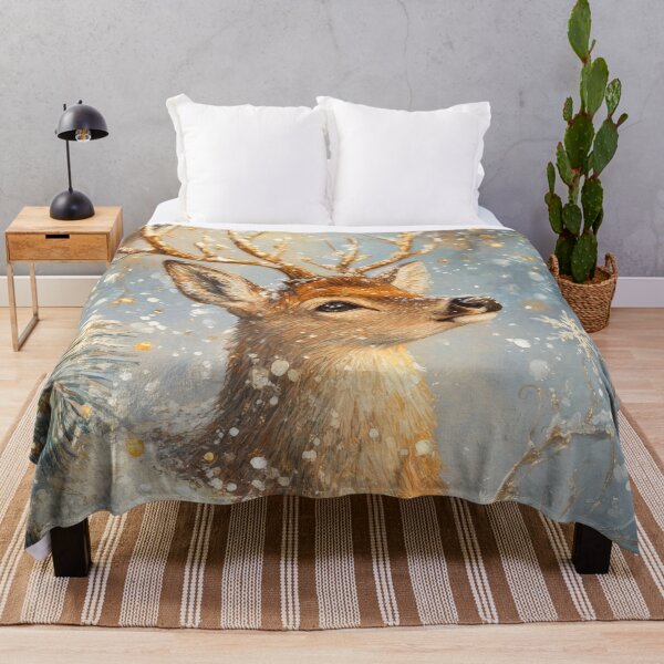 Item preview, Beautiful buck in the snow holiday painting designed and sold by MargaretWiktor.