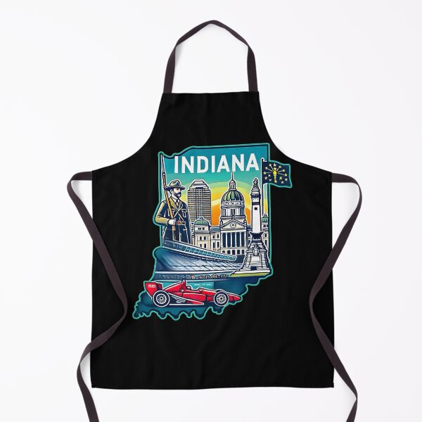 Artikelvorschau, Indiana State Map USA Skyline und Sehenswürdigkeiten Illustration - Reise-Souvenir-Kunst entworfen und verkauft von Unitepeople.