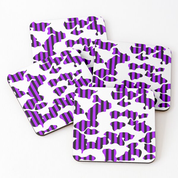 Item preview, Vertical Black And Purple Stripes Through Cowprint Pattern. designed and sold by TheRulerofEarth.