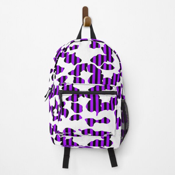 Item preview, Vertical Black And Purple Stripes Through Cowprint Pattern. designed and sold by TheRulerofEarth.