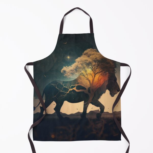 Item preview, Majestic Lion With A Mane Tree - Abstract Nature Collage Art designed and sold by wildvibe.