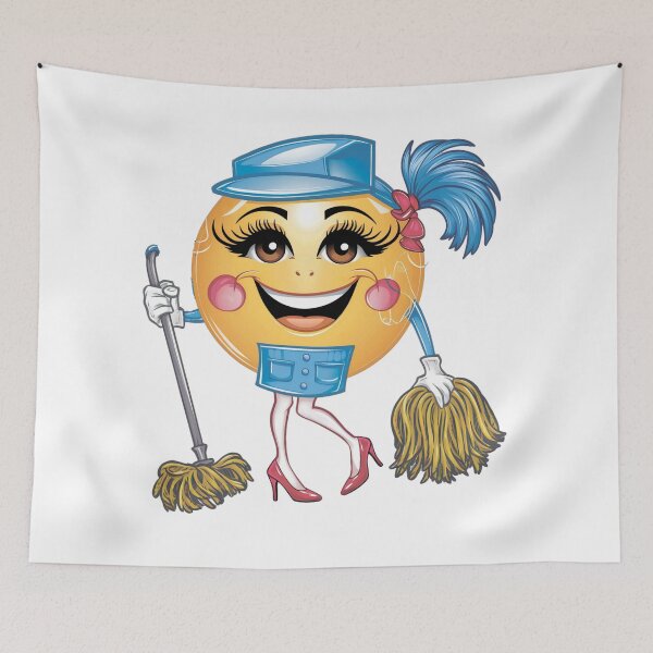 Item preview, Smiling girl with a mop.Cleaning lady,maid.Emoticon. designed and sold by MagelliShop.