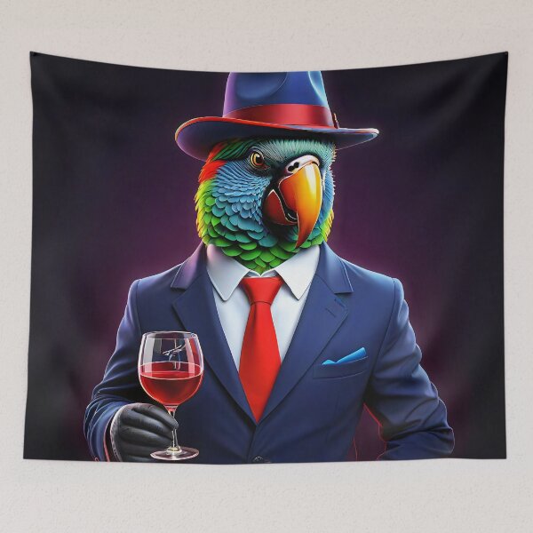 Item preview, Gabriel the happy parrot invites you a glass of wine designed and sold by roman747.