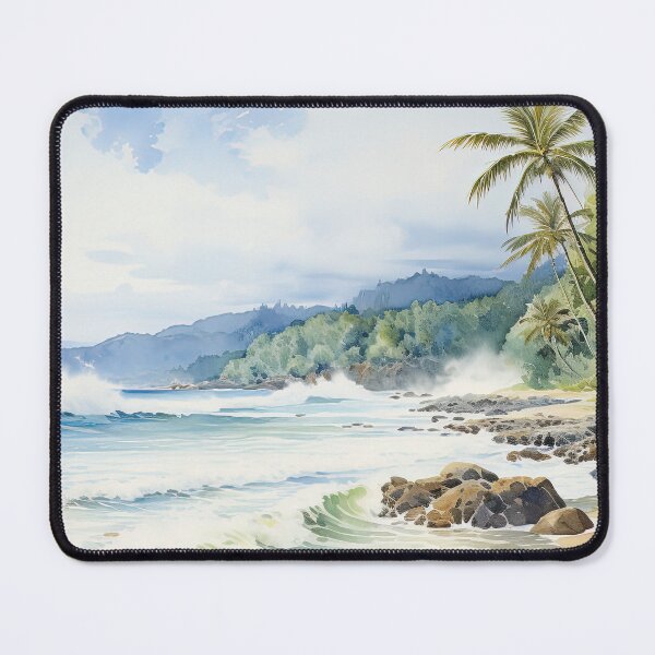 Item preview, Sandy tropical beach - Landscape watercolor painting designed and sold by TheArtistOf2022.