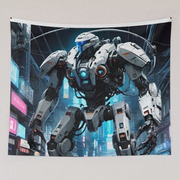 Item preview, Cityscape with Patrolling Robot designed and sold by GrizzlyCollective.