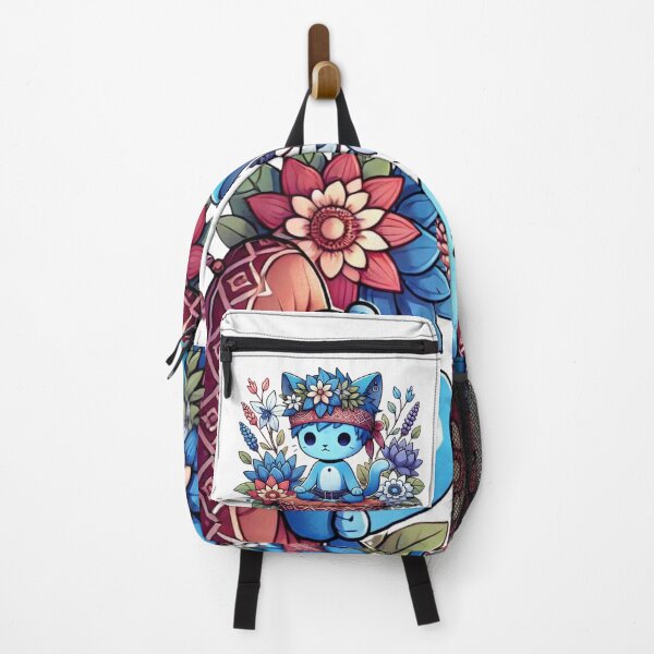 Item preview, Blue Cat Meditating Among Flowers designed and sold by DotLineColor.