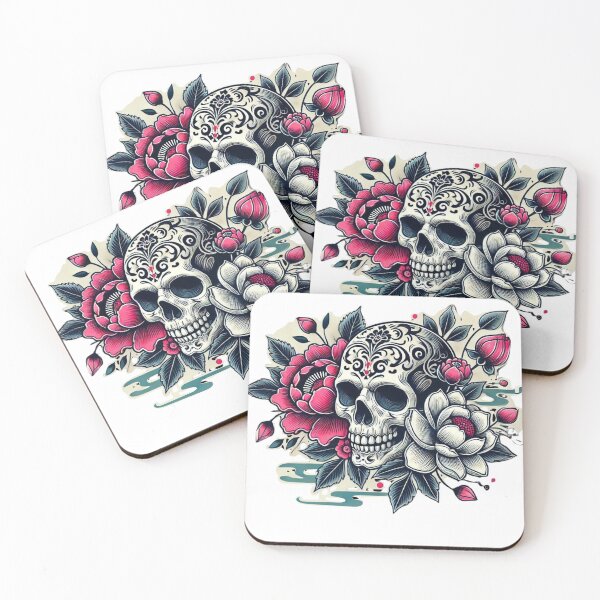 Item preview, Floral Skull Tattoo Art designed and sold by ROUTINE83.